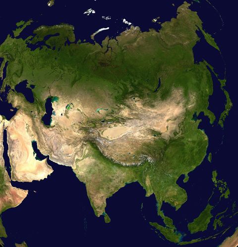 Satellite image, photo of Asia