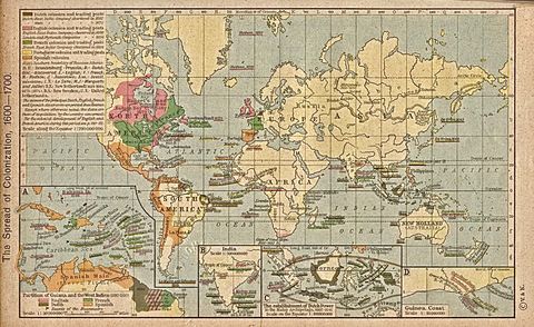 Progresión de la colonización en el Mundo 1600-1700