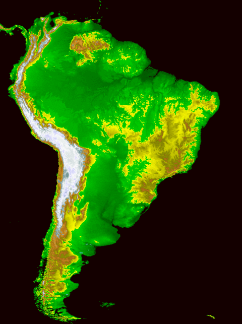 Topography of South America