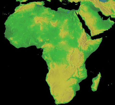 Topographic Map of Africa