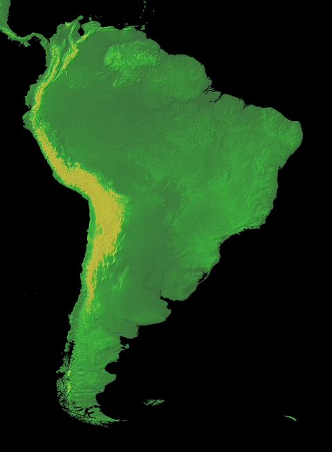 South America physical map