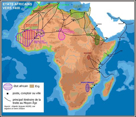 Africa Historical Map Of Africa Circa 1400 Gifex