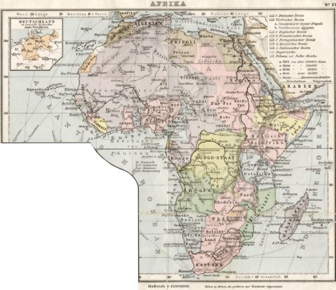 Historical map of Africa 1905