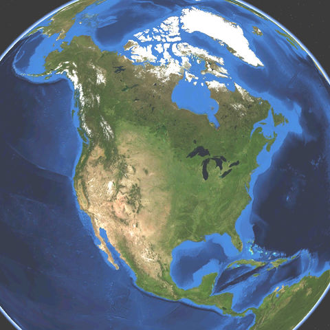 Satellite map of North America 