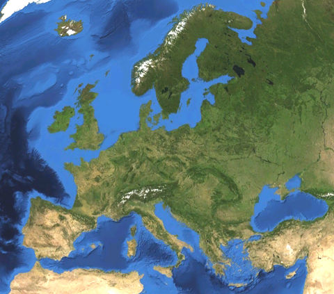 Mapa satelital de Europa