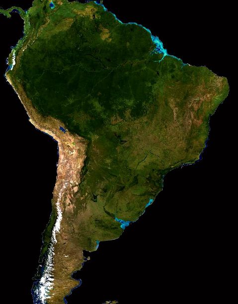 Satellite view of South America