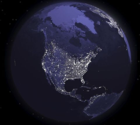 América del Norte de noche