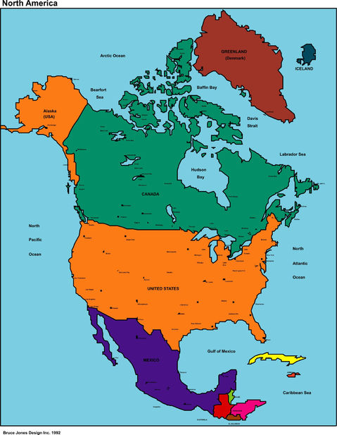 mapa de paises de america del norte