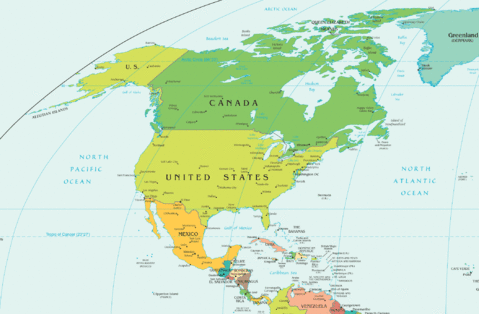 América del Norte mapa político