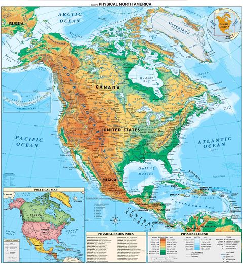 North America physical map