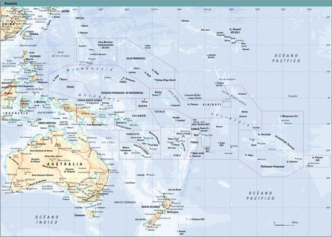 Mapa Físico de Oceanía