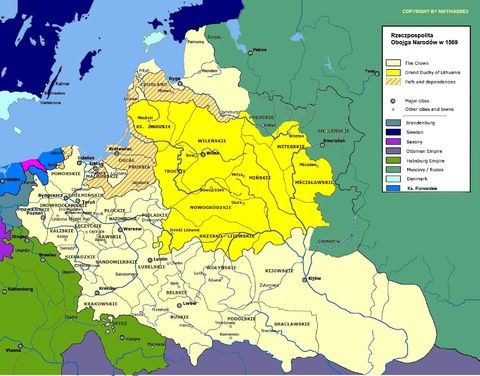 Polonia y Lituania, la Unión de Lublin en 1569