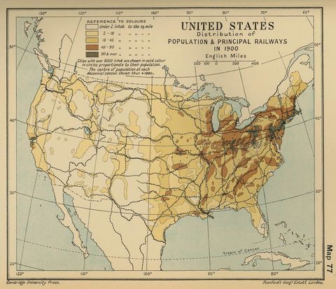 Distribution of the Population and Principal Railways in the United States 1900