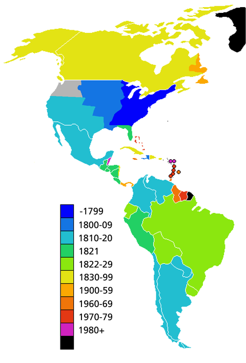 Fechas de independencia de los países de América