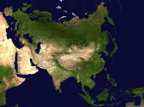 Asia satellite map