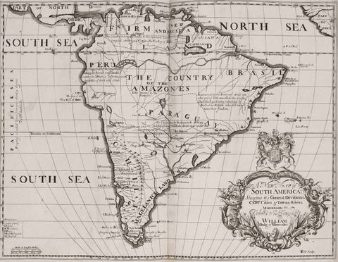 Mapa histórico de América del Sur 1704