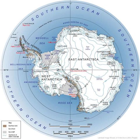 Antarctica physical map