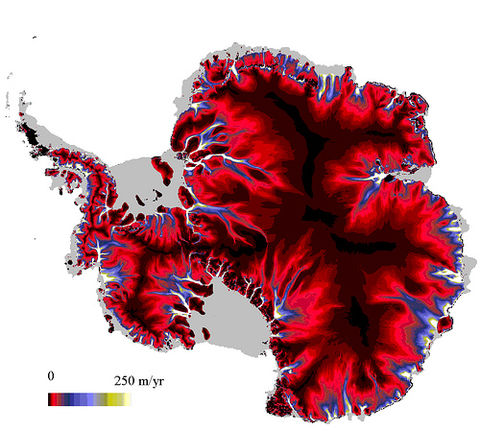 Speed of ice streams in Antarctica