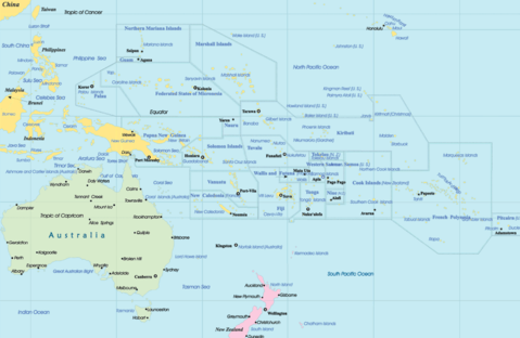 Oceania political map