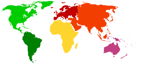 Mapa mudo del mundo colorado