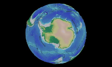 Antarctica tectonic and bathymetric map