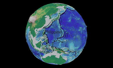 Western Pacific Ocean tectonic and bathymetric map