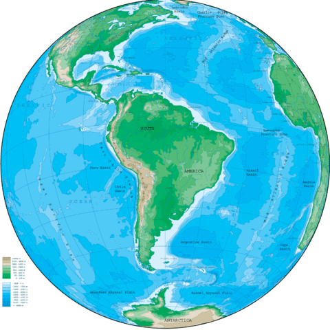 Physical Map of South America