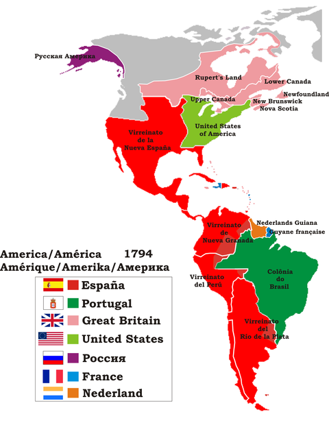 Mapa político de América en 1794