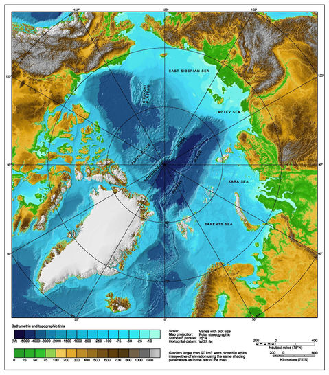 Arctic topography and bathymetry