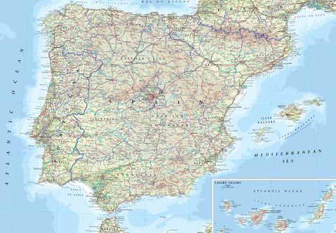 Mapa de Carreteras de España y Portugal  