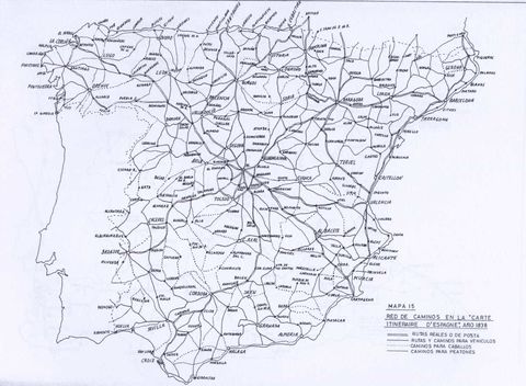 Mapa de carreteras de España 1830