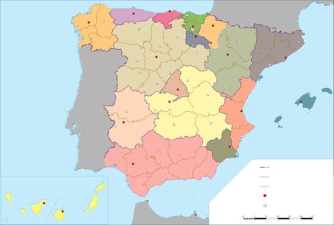 Mapa político mudo de España