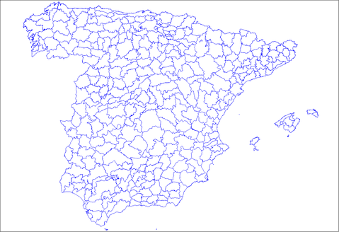 Mapa Mudo de España con sus comarcas