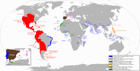 Anachronous map of the Spanish Empire