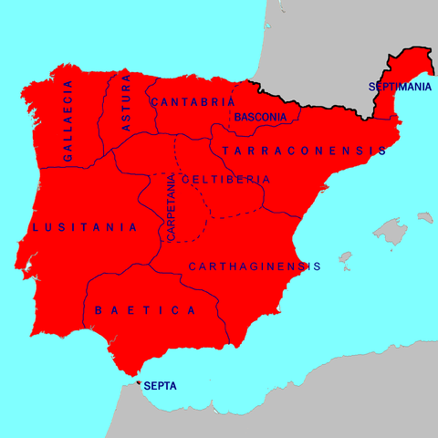 Provinces of Visigothic Spain in 700 AD