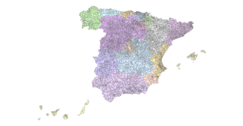 Mapa municipal mudo de España 