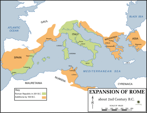 La expansión de Roma, siglo II A.C.