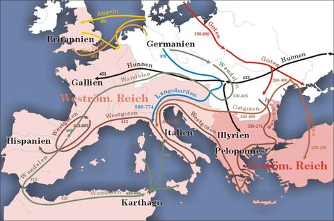 Grandes Migraciones en el Imperio romano 100 a 500