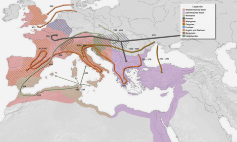 Völkerwanderung in the Roman Empire 100 to 500