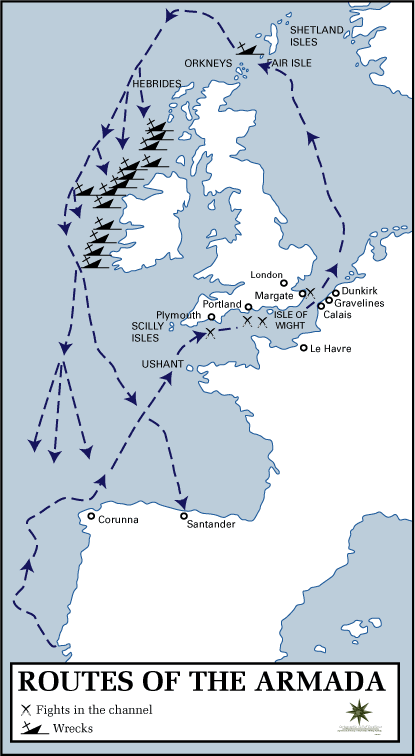 Route taken by the Spanish Armada 1588