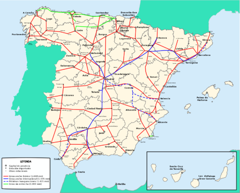 Spain railway network 2009