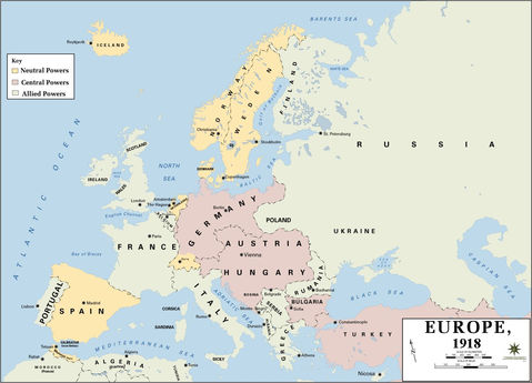 European military alliances in World War I, 1918