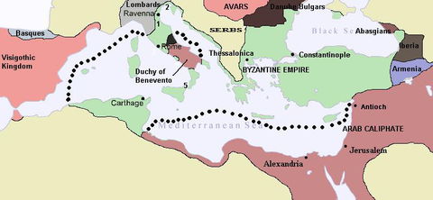 The Byzantine Empire in 650 A.D.