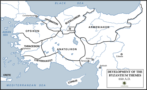 The Byzantine Empire themes or themata 650