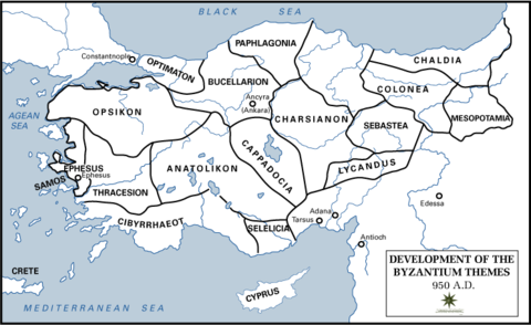 The Byzantine Empire themes or themata 950