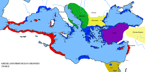 Greek and Phoenecian colonies about 550 bc