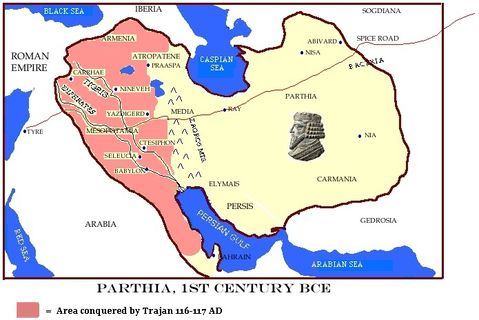 Parthian Empire losses to Rome 116-117 AD