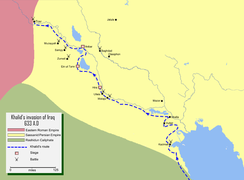 Iraq conquered by Khalid ibn Walid 633