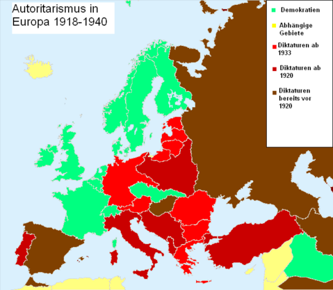 Authoritarianism in Europe from 1918 to 1939