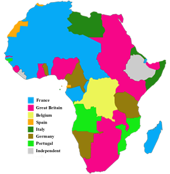 África en la era colonial en 1914